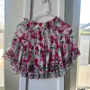 Misa Los Angeles Floral Mini Skirt - Pink and Green